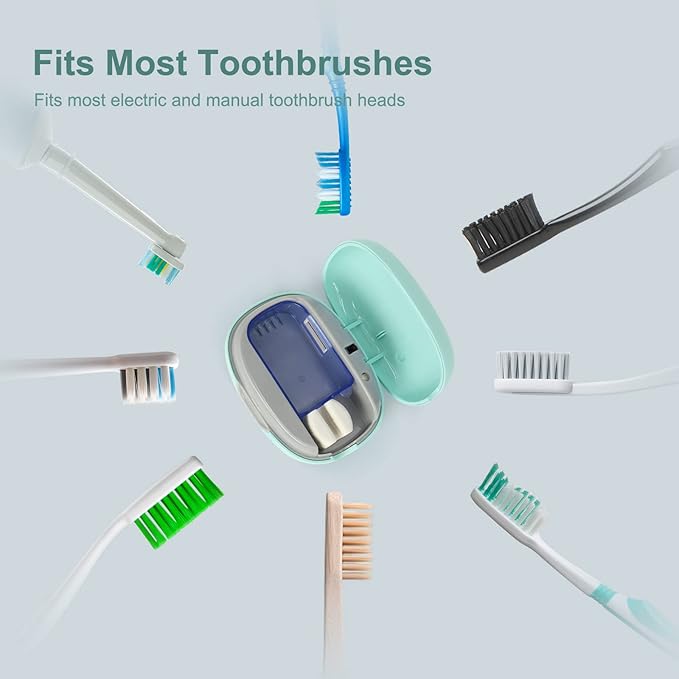 Toothbrush Holder, Toothbrush Cleaner Case, Portable USB Charging Toothbrush Cover with U V-C Light, Travel Toothbrush Holder (Green)