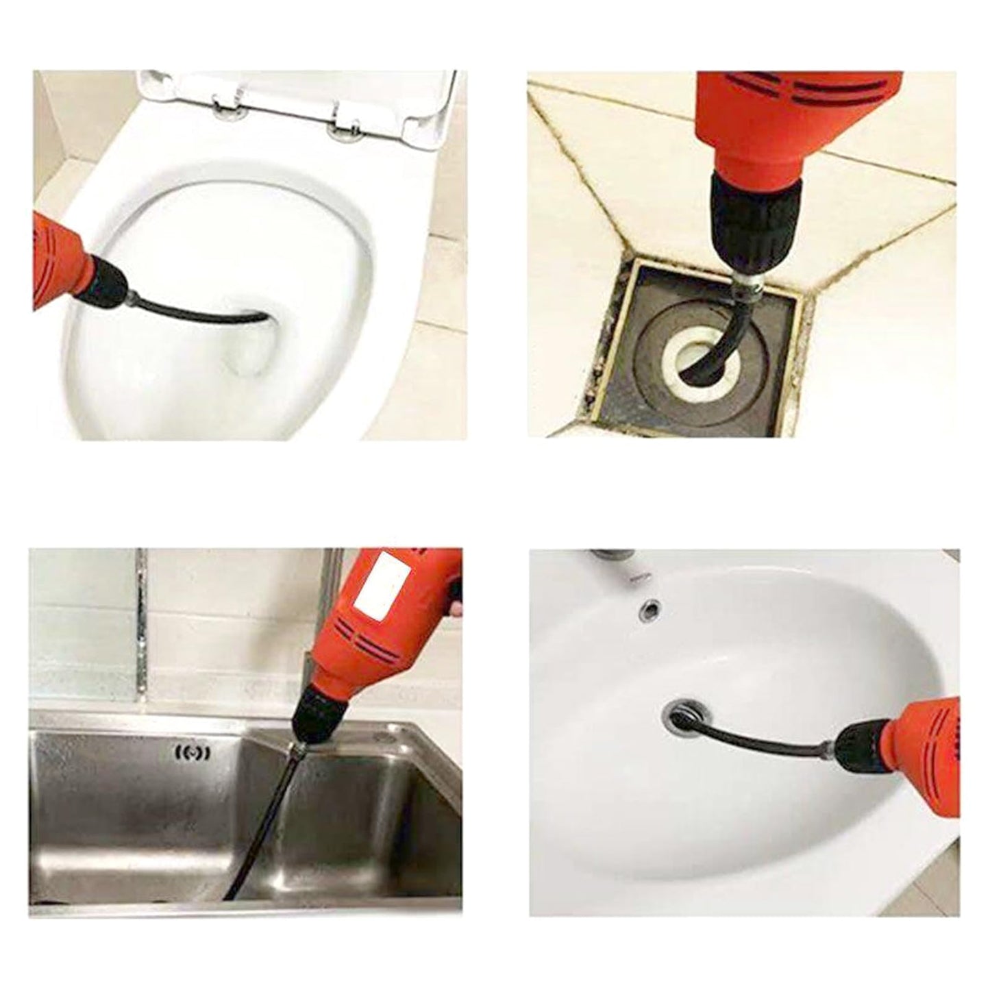 10mm Heavy-Duty Drain Auger Snake Cable with Drill Adapter - 6.5Ft/2M Flexible Plumbing Clog Remover for Kitchen, Bathroom, Toilet, Shower Sink & Pipe