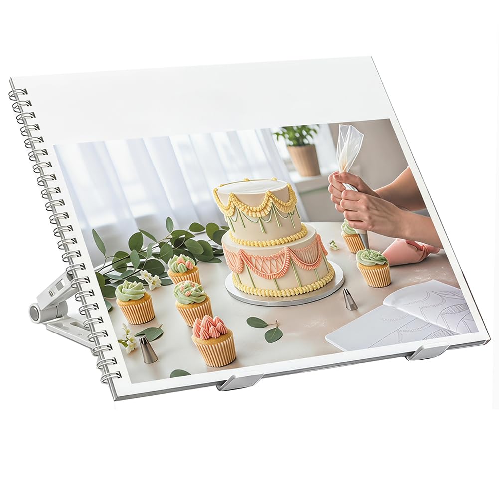 MDTARVF Upgraded Cake Practice Decorating Board with Adjustable Stand Thickened Waterproof, 23 Sheets Icing Piping Nozzles Practice Drawings Cake Decorating Kit Baking Supplies for Beginner Home Baker