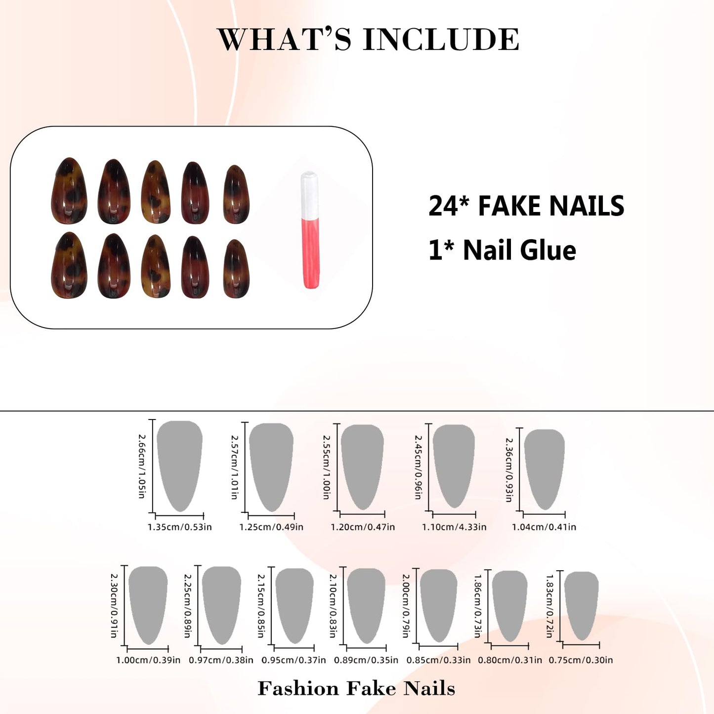 IMRAIN Fall Press on Nails Almond Medium Fake Nails Brown Amber False Nails Full Cover Glossy Acrylic Glue on Nails