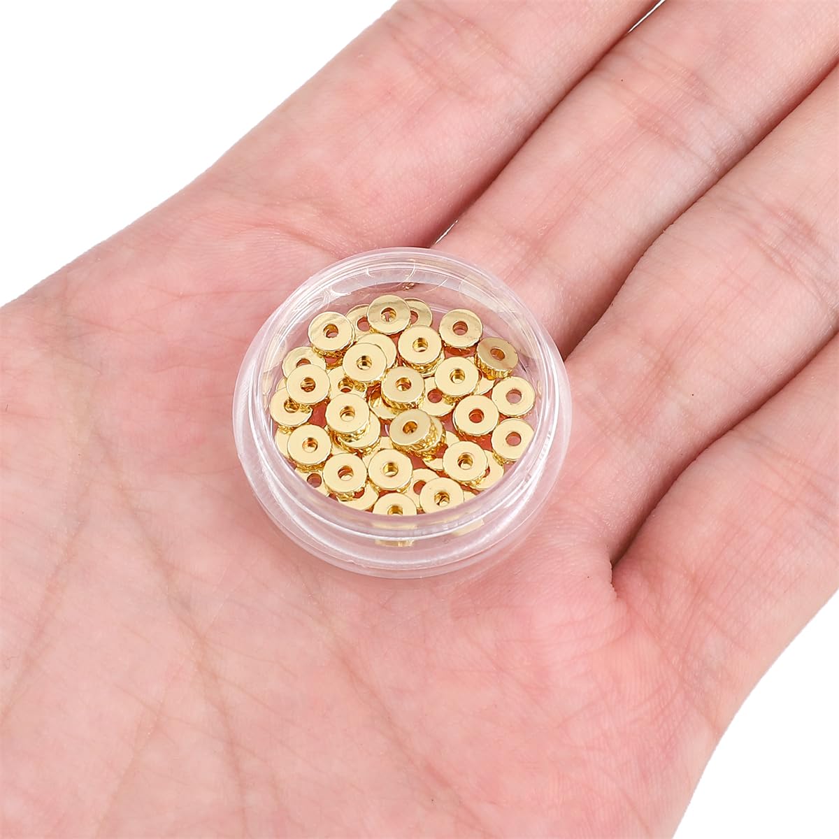 BEADIA 14K Gold Plated Disk Spacer Beads 4x1.2mm 50pcs for Jewelry Making Findings Non Tarnish
