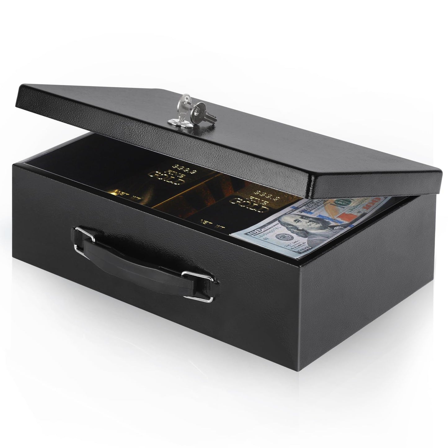 xydled Fire Resistant Safe Fire Safe Box with Key Lock for Home Office Security Storage for Valuables Documents,12.8 x 8.5 x 4.5 Inch,Black