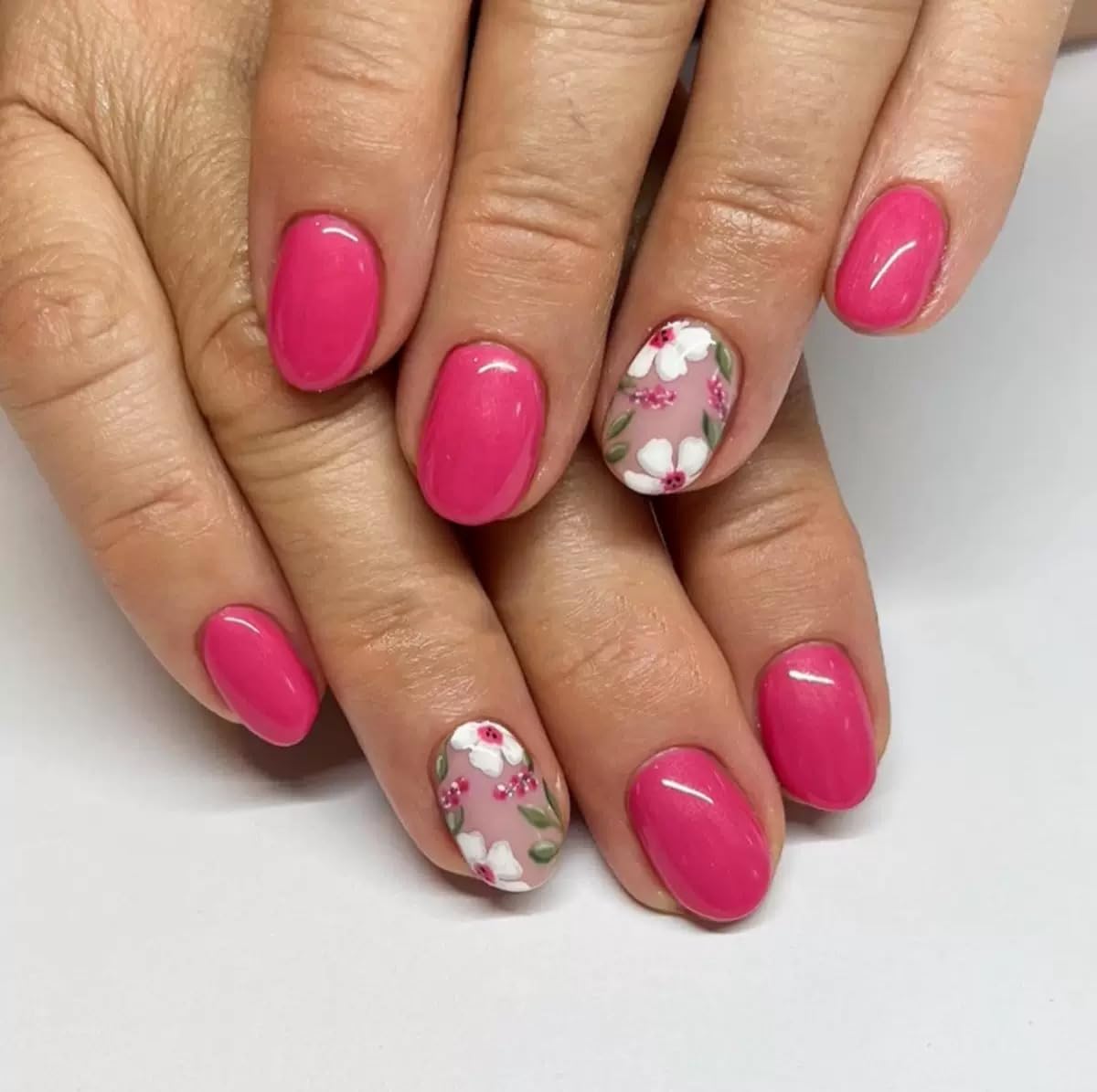6 Packs (144 Pcs) Flower Press on Nails Medium Almond Fake Nails Spring Summer False Nails with Designs Cute Floral Glue on Nails Full Cover Glossy Acrylic Stick on Nail for Women Manicure