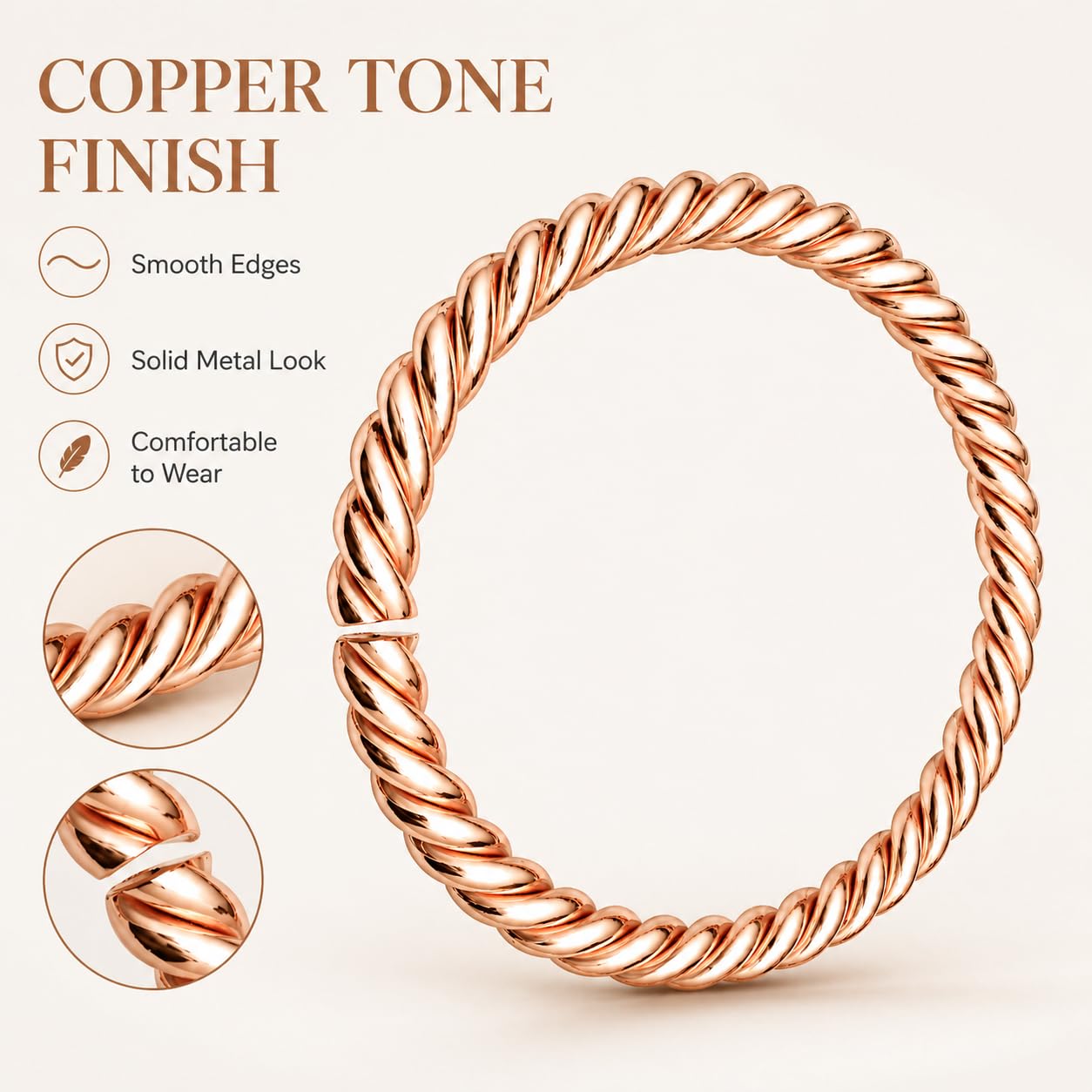 LIU JUN Copper Tensor Bracelet, Pure Copper Tensor Ring Bracelets Solid Twisted Handmade Bangle For Women Men Health Jewelry Gifts (Tensor-1pcs)