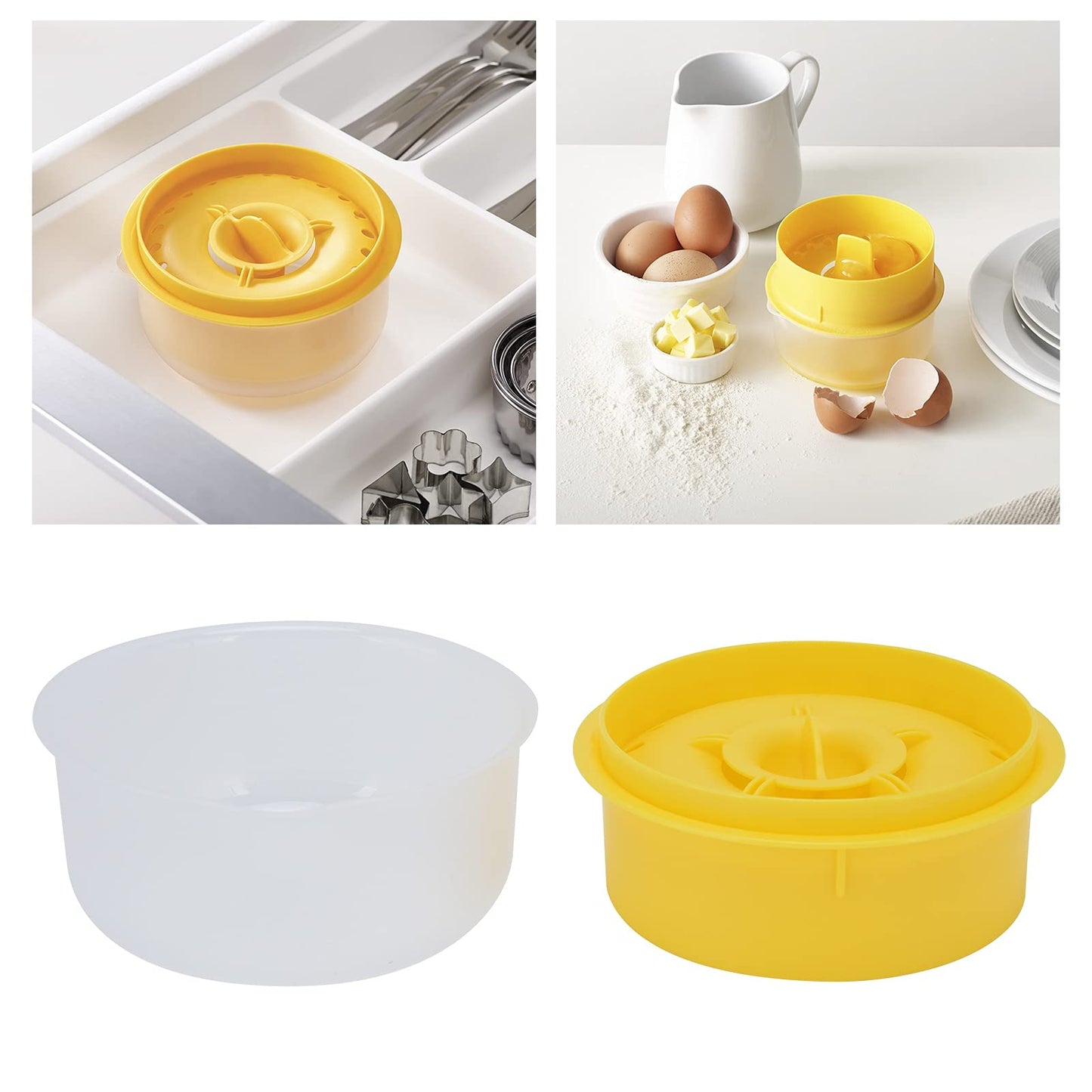 Egg Separator, Easy to, Separates up to 6 Yolks, Non, Reusable for Home Bakery (Yellow)