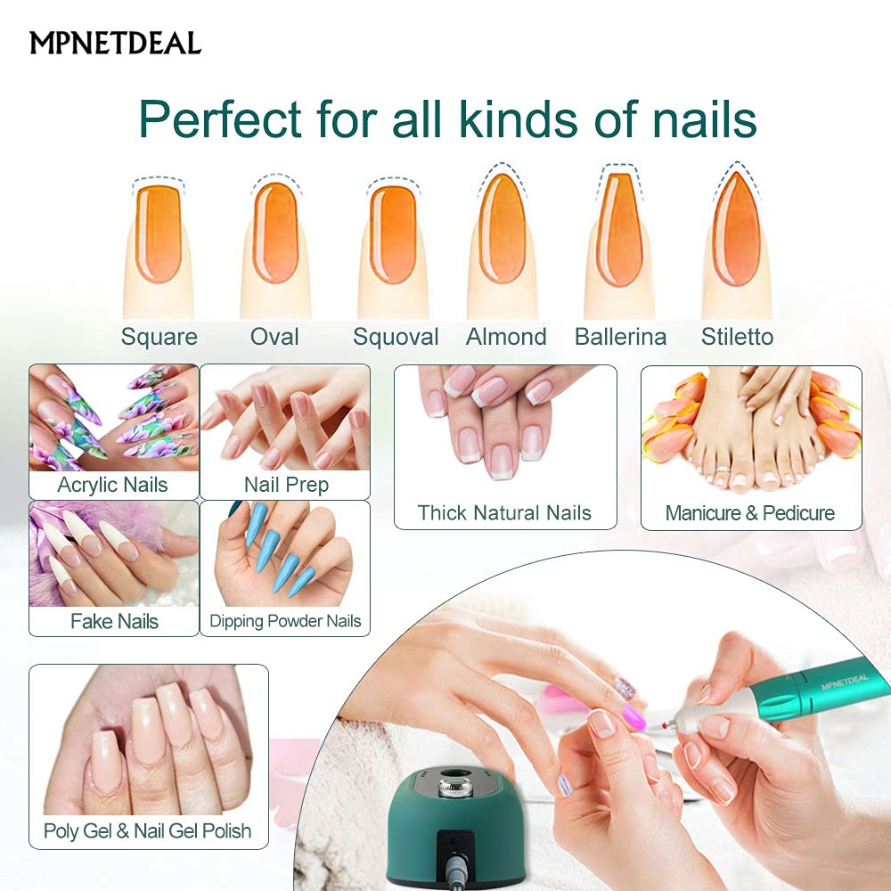 MPNETDEAL Electric Pro Nail Drill e-File with LED Digital Display Professional Menicure Tools for Acrylic Nails