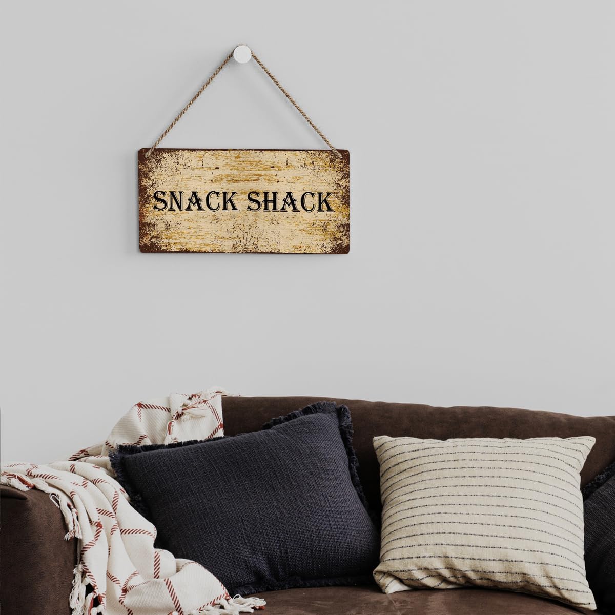 SENJIAN Rustic Snack Shack Wood Decor Sign, Retro Snack Shack Printed Wood Sign Wall Art, Hanging Door Sign, Decorative Wood Sign Home Decor 12" x 6"