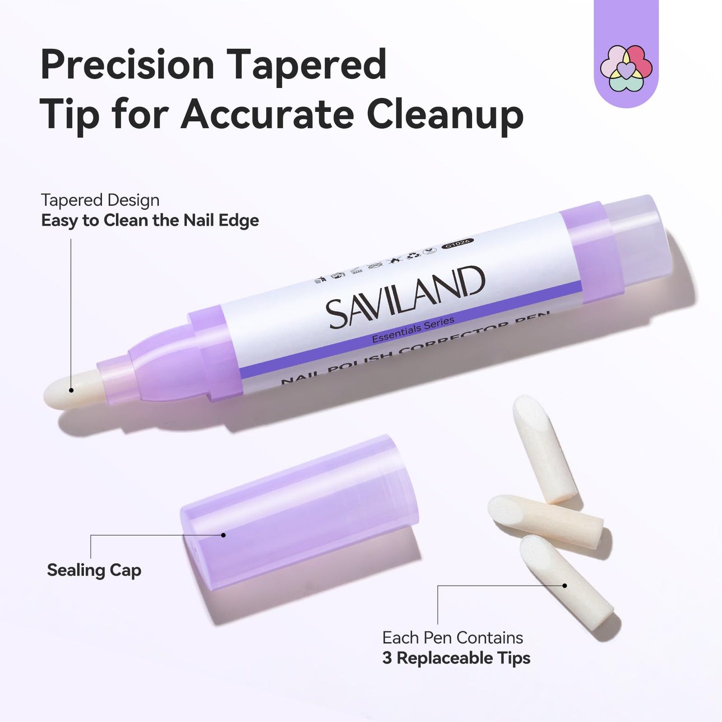 SAVILAND Ultra-Precise Nail Polish Remover Pen: 3 PCS Refillable Nail Polish Corrector Pen 9 Replacement Tips Acetone-Free Nail Edge Cleaning Pen Gentle Non-Drying Nail Polish Tools Home DIY 0.5 Fl.oz