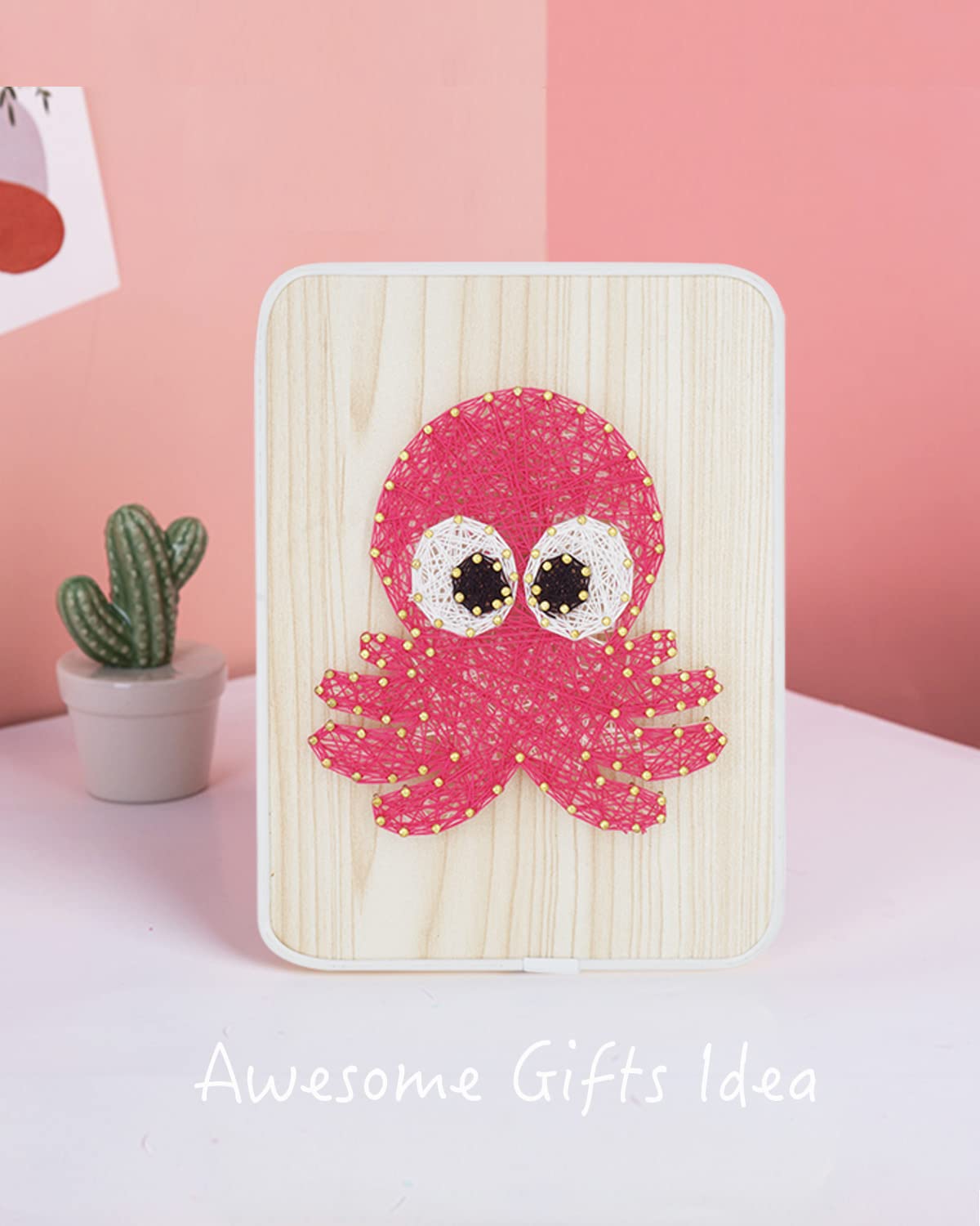 BAZIMA DIY String Art Kit for Beginner, DIY Octopus Craft Kit,Unique Gift,Craft Kit for Holidays