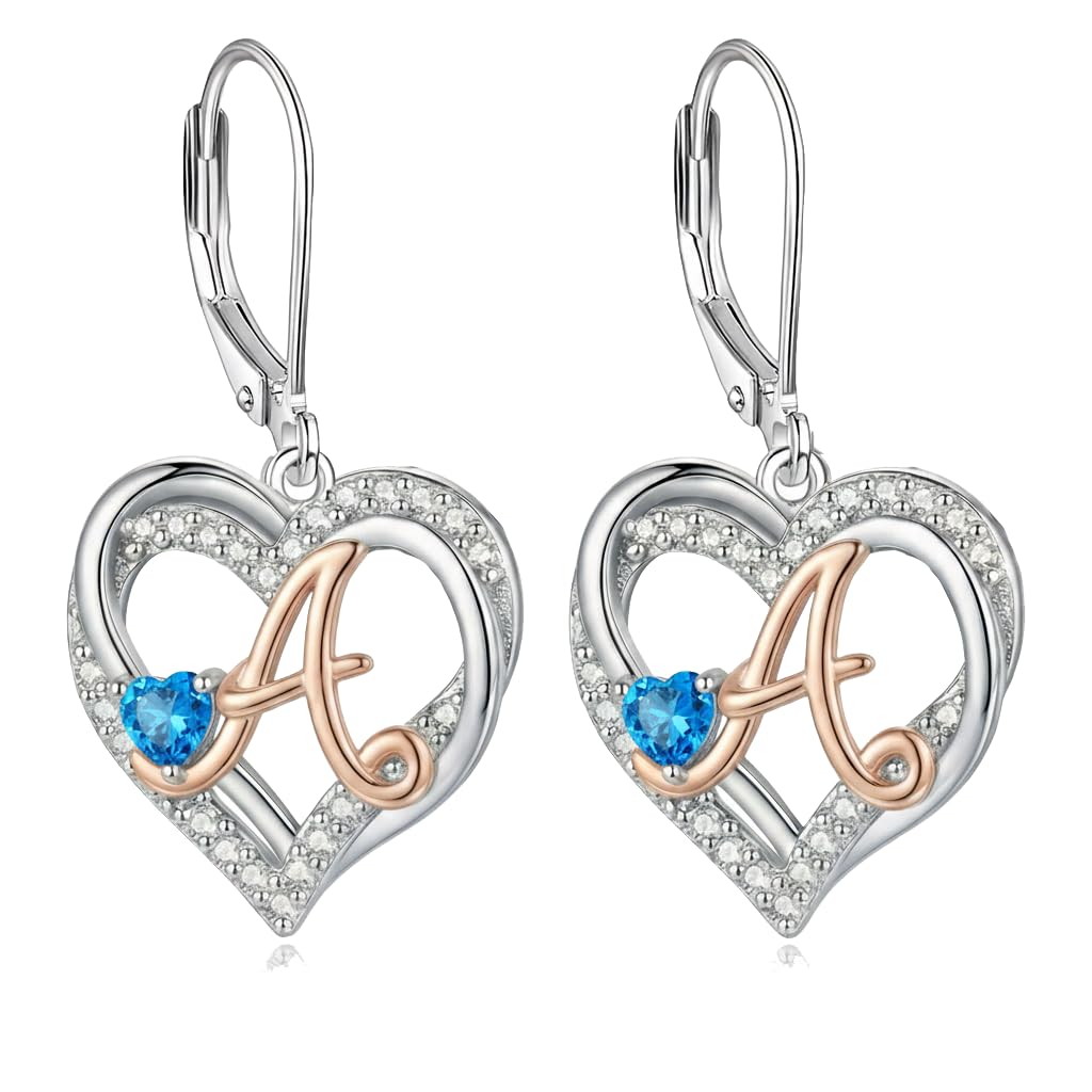 ZPMMPZ Initial Birthstone Earrings Intial Letter Dangle Drop Earrings Birthstone Jewelry Gifts for Women B & January