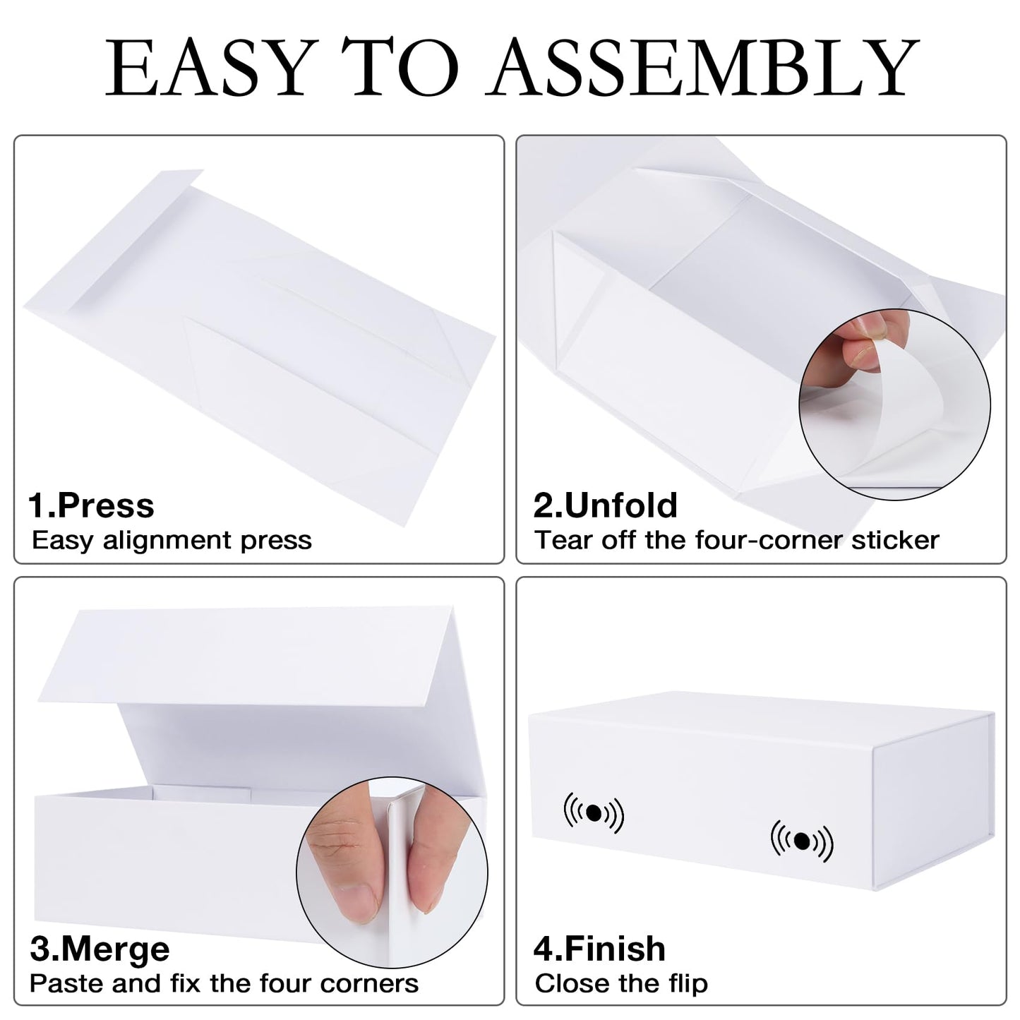 LFBOX White Gift Box with Magnetic Lids 13.8x8.3x4.4 in, Large Bridesmaid Groomsman Proposal Boxes 5 Pack, Collapsible Rectangle Storage Box
