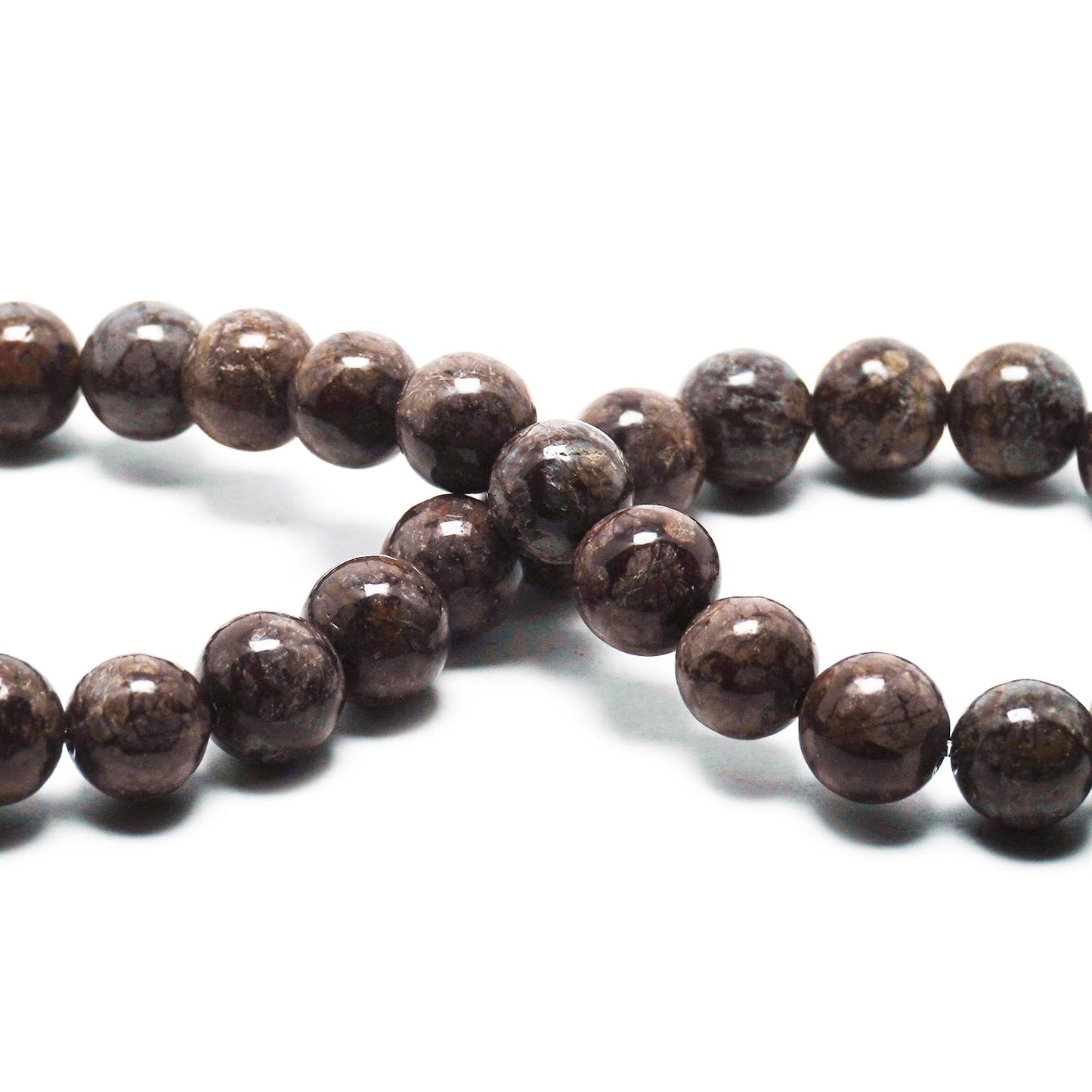 DIQIO Natural Coffee Snow Jasper Beads Round Loose Stone Beads - Gemstone Beads for Jewelry Making, 6mm Brown Crystal Beads for Bracelets(58-60pcs, 6mm, Coffee Snow Jasper)
