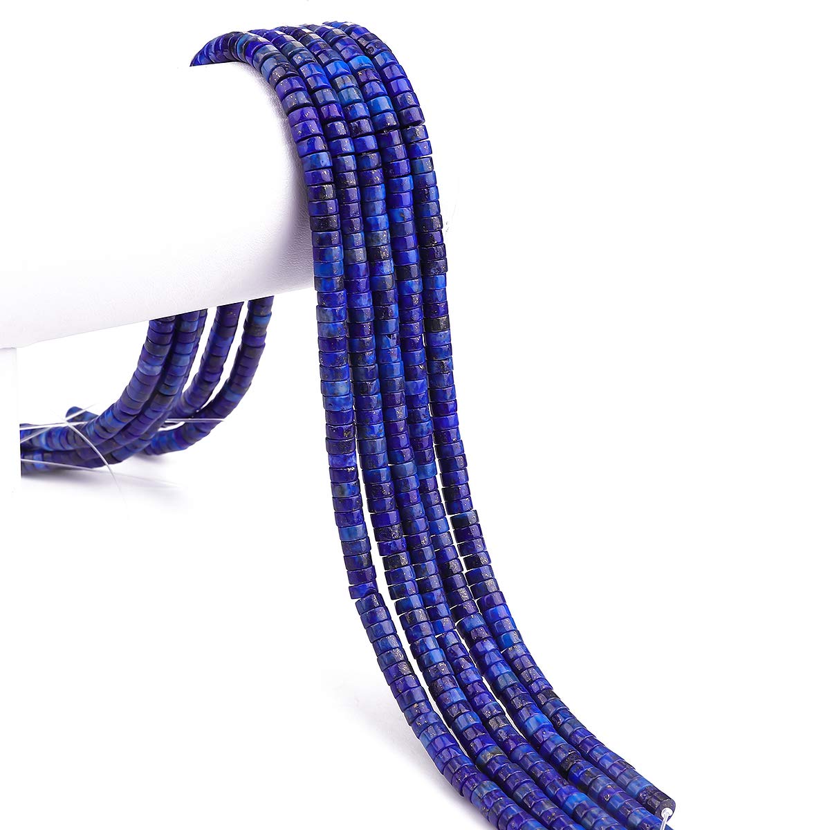BEADIA Natural Lapis Lazuli Spacer Beads Caps Loose Semi Gemstone for Beading Jewelry Making 6mmx3mm 38cm