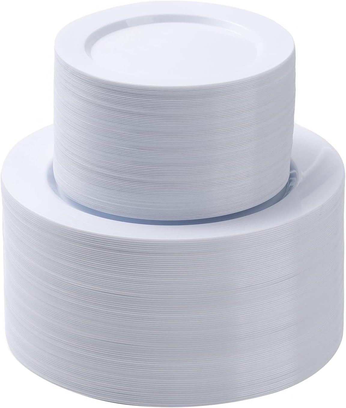 Goodluck 200PCS White Plastic Plates, Heavy Duty Disposable Plates with 100 10.25 inch Dinner Plates and 100 7.5 inch Dessert Plates for Party, Holiday, Wedding, Thanksgiving