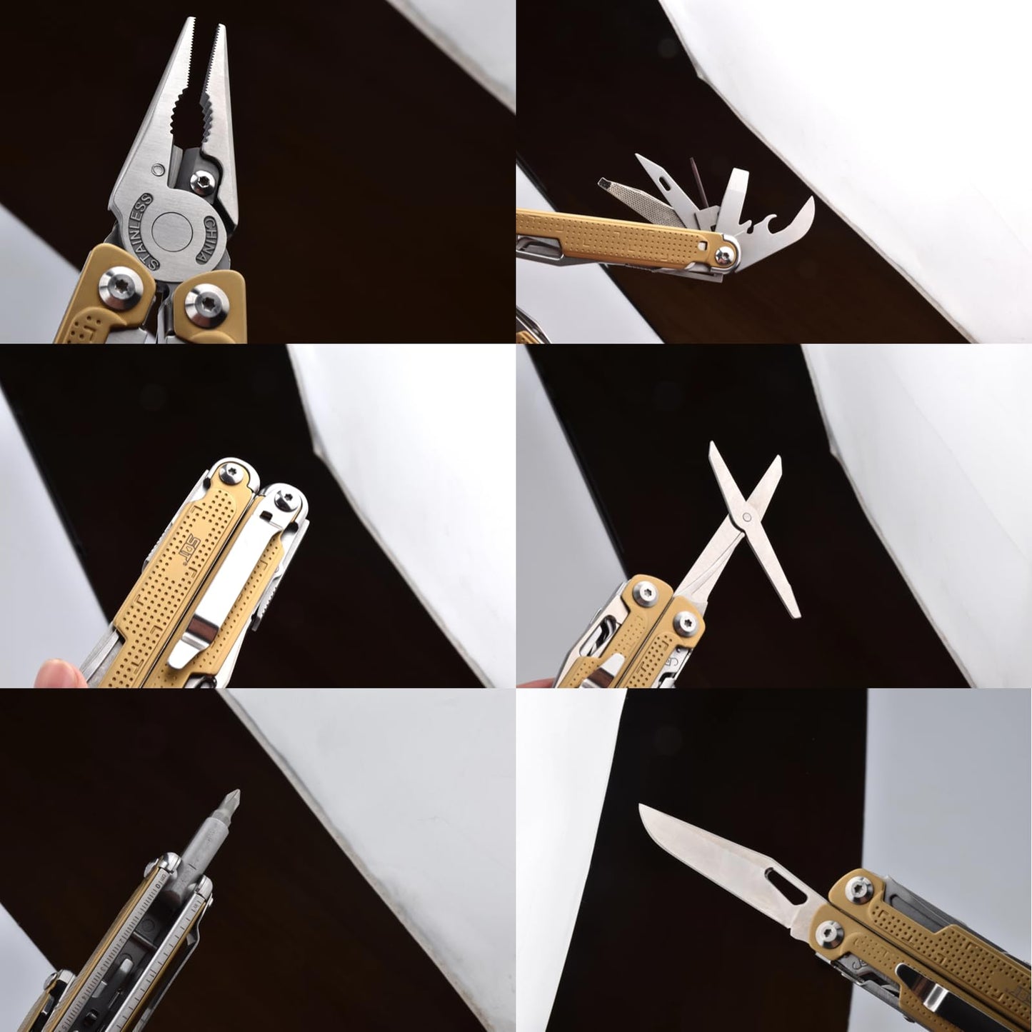SQT2048 20-in-1 Multitool, Foldable & Self-Locking, Professional Tool for DIY, Home Repairs, Outdoor Camping – Must-Have Gifts for Men, Compact, Durable, All-in-One Tool for Every Task, Gold