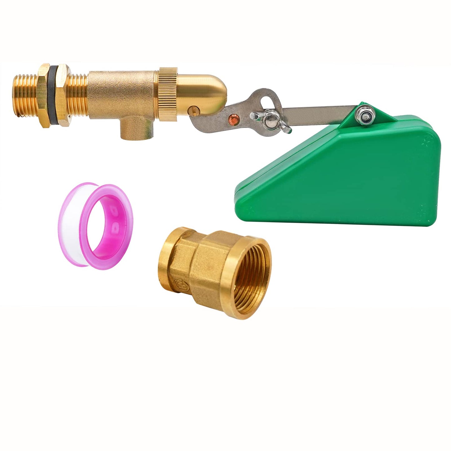 LIUCOGXI 1/2 Inch Brass Float Valve Water Valve with Adapter Pond Float Valve with Adjustable Arm Float Ball Valve for Livestock Water Trough Tank Aquariums Ponds