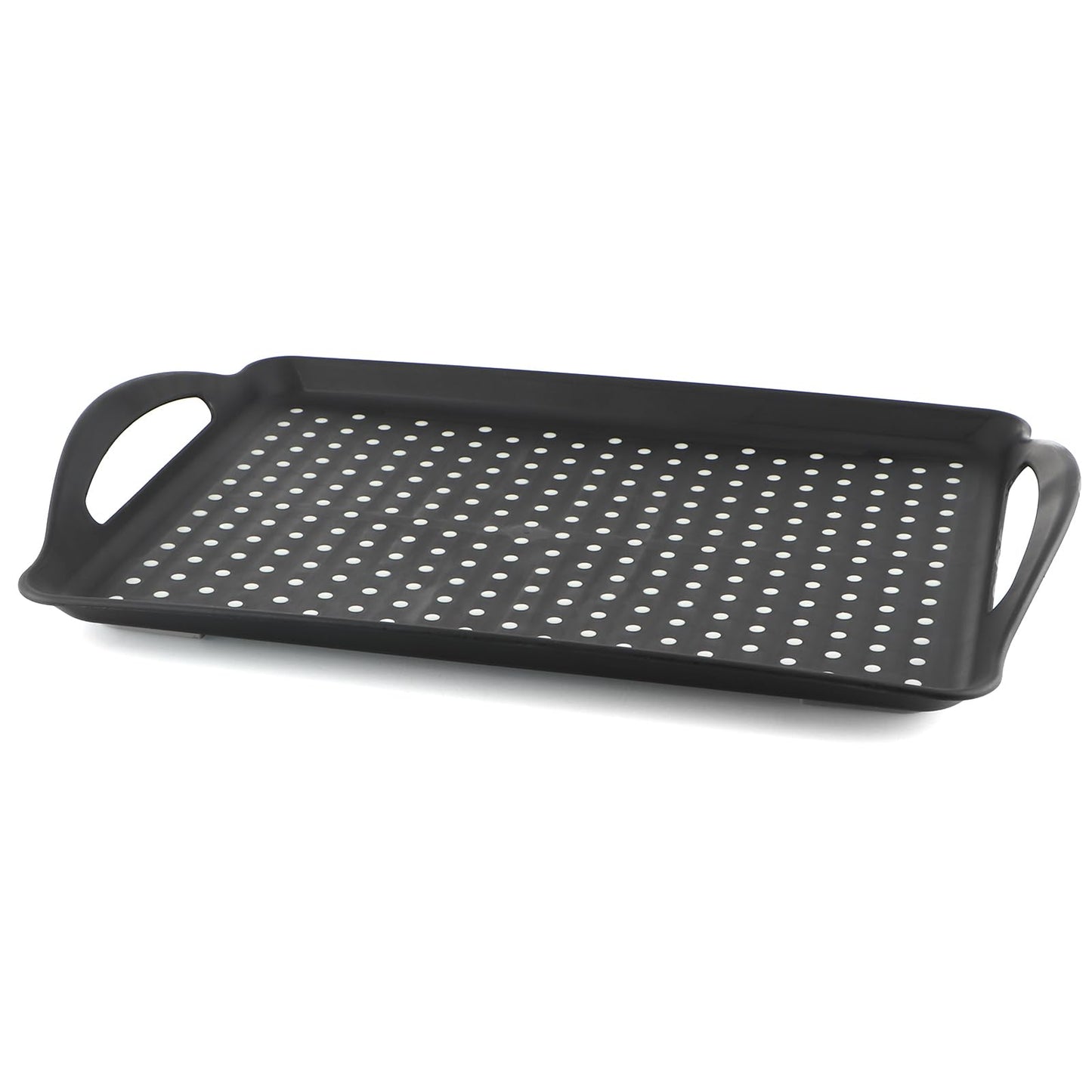 MDLUU Non-Slip Serving Tray with Handles, Food Serving Platter, Set of 2, Black