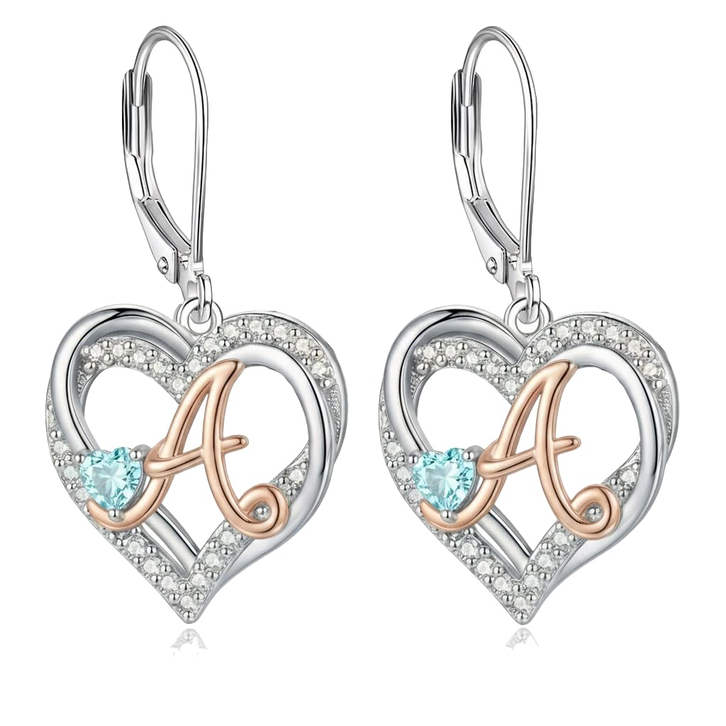 ZPMMPZ Initial Birthstone Earrings Intial Letter Dangle Drop Earrings Birthstone Jewelry Gifts for Women A & April