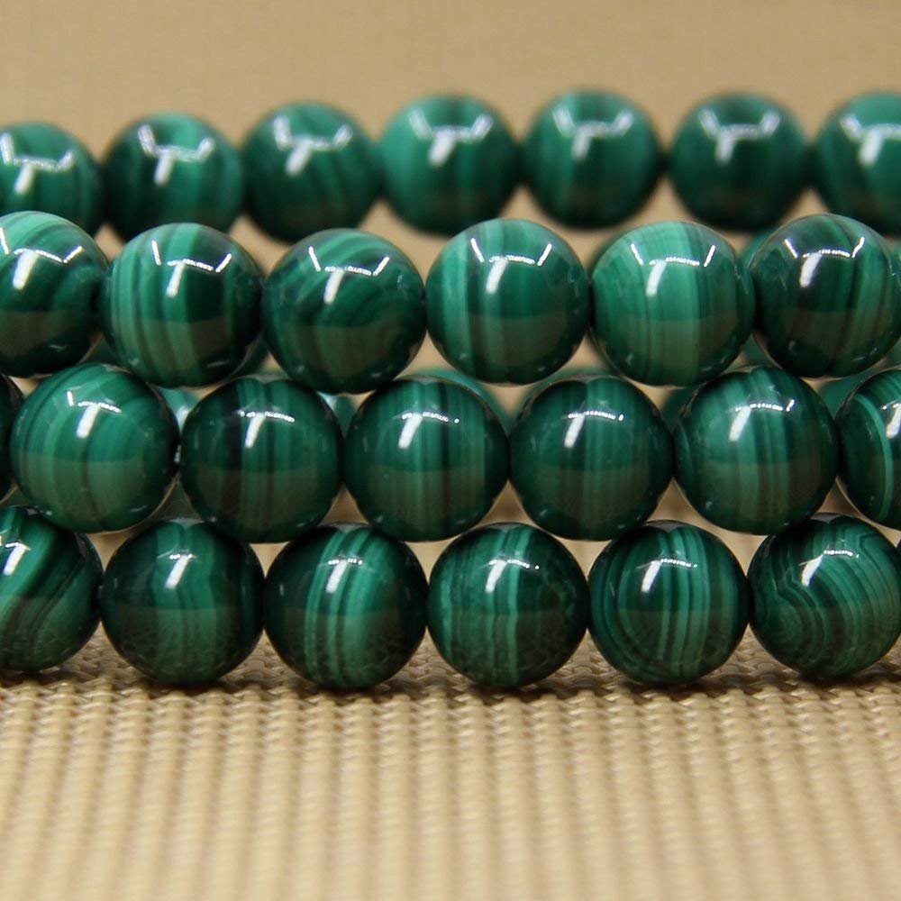 Angelstones Handmade Natural Malachite Healing Gemstone 6mm Round Beads Stretch Crystal Bracelet 7 Inch Unisex