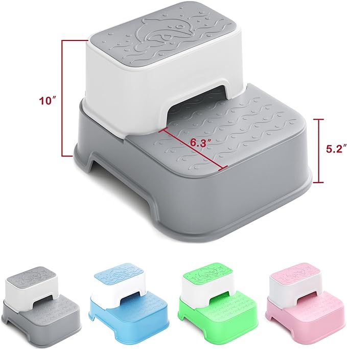 Toddler Step Stool for Bathroom,Kids Step Stool for Potty Training,Toilet Stool, Slip Resistant (Blue, 2)