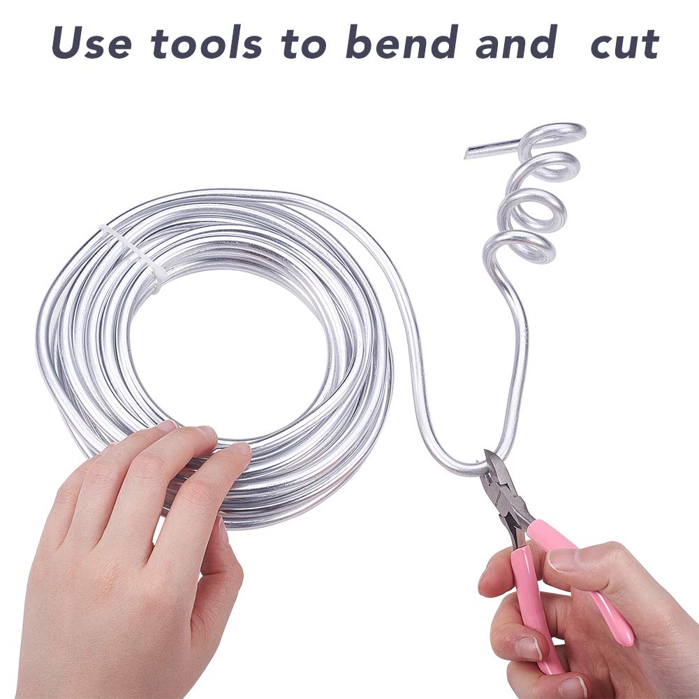 BENECREAT 3 Gauge(6mm) Silver Aluminum Wire 23 Feet Bendable Metal Sculpting Wire for Bonsai Trees, Floral, Skeleton Making, Home Decors and Other Arts Crafts Making