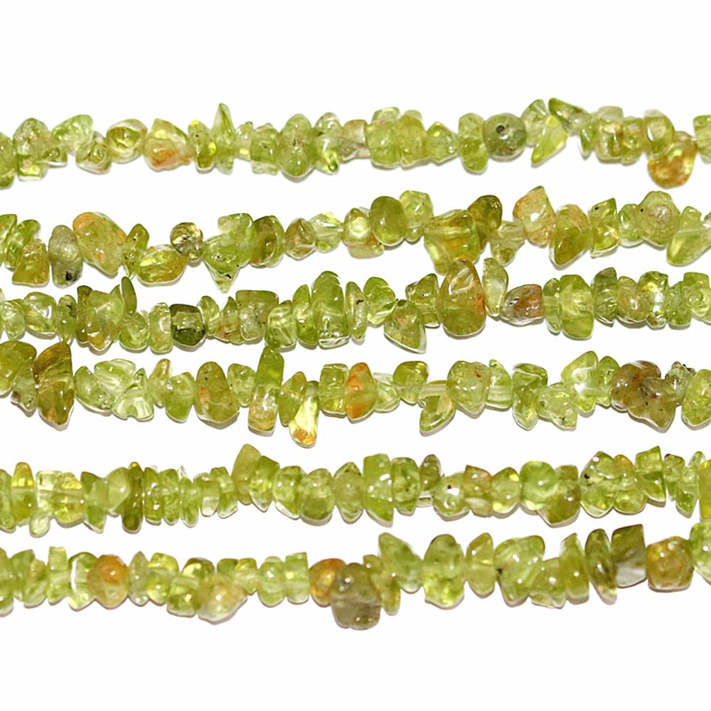 PLTbeads Gemstone Chips Natural Green Peridot Lazuli 3-5mm Healing Crystals Waist Bracelets Necklace Kit Irregular Stone DIY Crafts Design Jewelry Making Approxi 32 inch