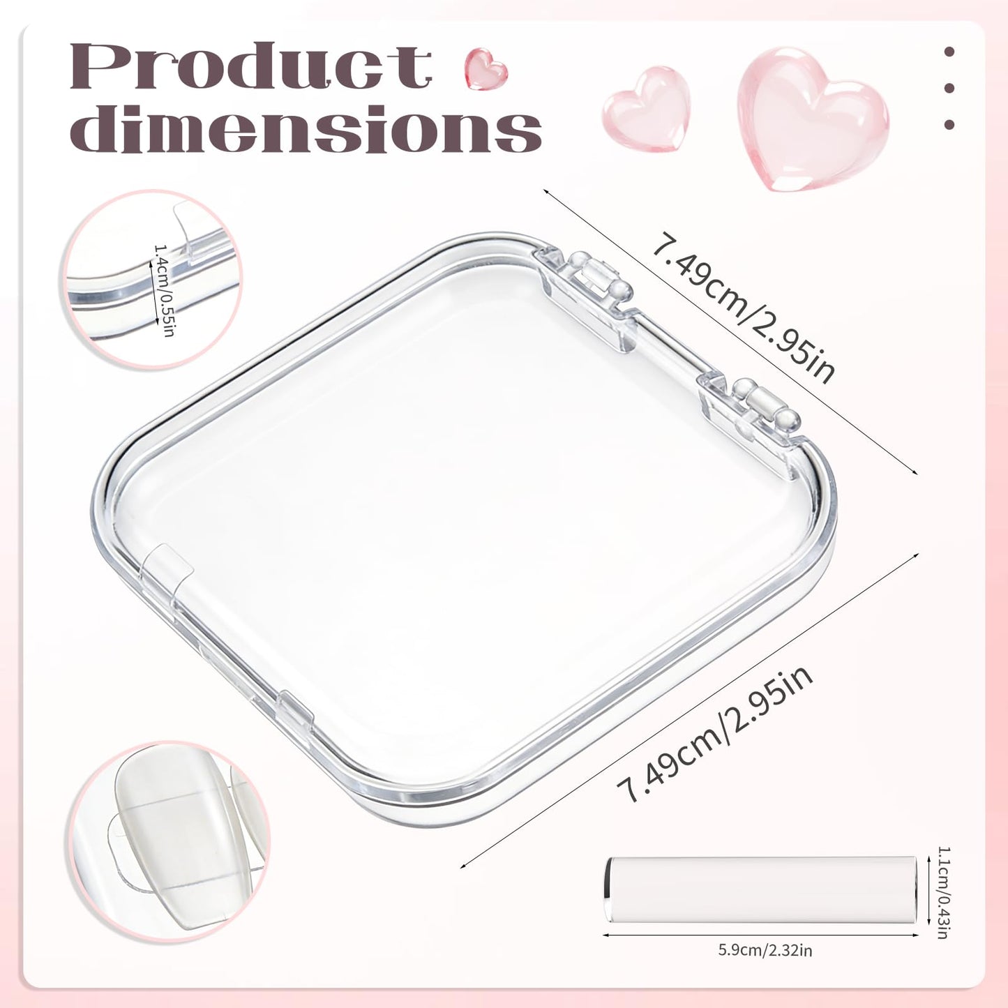 YOSMAKIY 30pcs Press On Nail Packaging Box，Press On Nail Storage Box Set With 60pcs Of Double-Sided Adhesive Tape，Suitable For Nail Storage And Nail Art Display (Clear)
