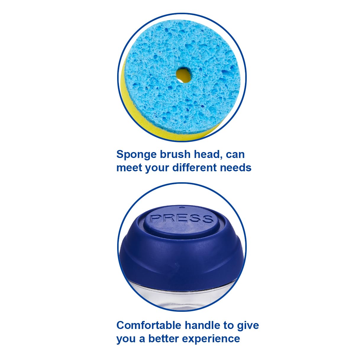 CELOX Dish Sponge with Handle, Dish Scrubber with Soap Dispenser for Cleaning Kitchen
