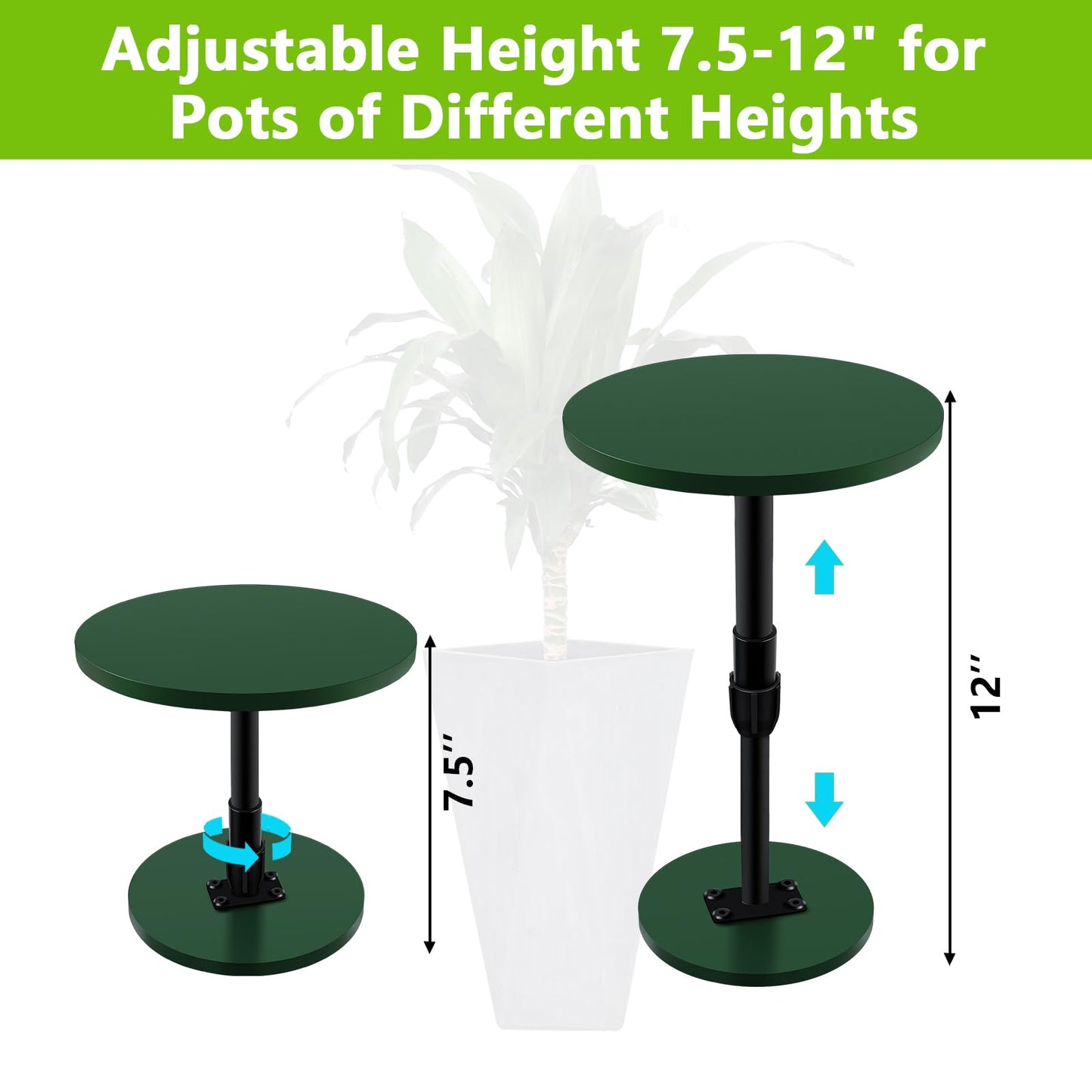 Axcoix Adjustable Height Plant Risers for Inside Pots, 7.5-12" Planter Inserts for Large Pots, Planter Lift Insert for Tall Square Round Taper Planters (6" 8" 10" Base or Top)