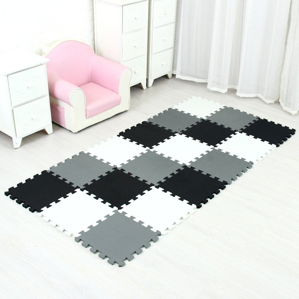 MQIAOHAM® 18 Pieces Puzzle Play Mats, Soft Baby Play Mat, Kids Interlocking Foam Floor Tiles, Toddlers Carpet Playmats G301018-101104112
