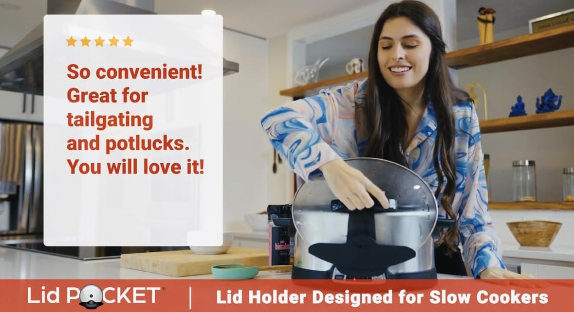 Lid Pocket Slow Cooker Lid Holder | Fits Most Slow Cookers | Keeps Countertops Clean | Crock Pot Kitchen Pot Organizer | Works With Most Crocks