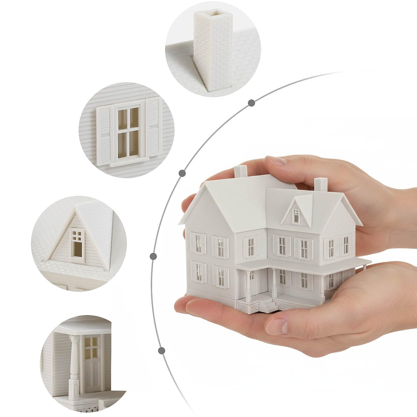 HO Scale Model Blank Village Two-Story House Kit Unassembled Christmas Building for Model Railroad (JZHO6871JJ)