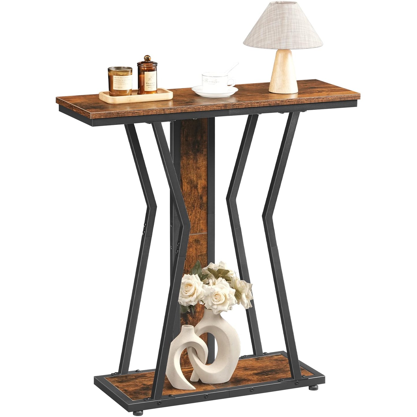 HOOBRO Narrow Console Table Bundle, Small Entryway Table with Storage, Sofa Side Display Table, for Hallway, Bedroom, Living Room, Foyer BF75XG01-BF66XG01