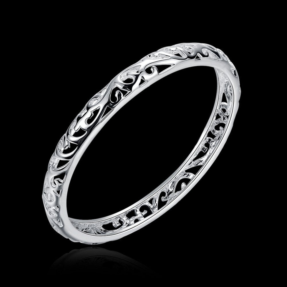 KACON Sterling Silver Bangle Bracelet, Fashion Simple Open Bangles Cuff bracelets for Women