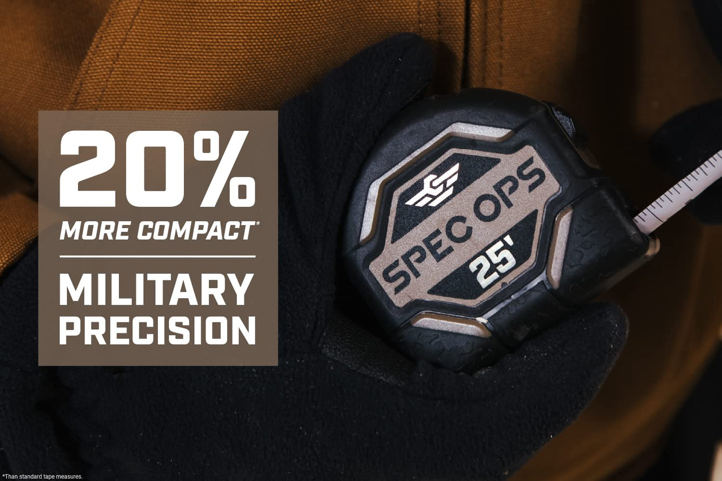 Spec Ops Tools 25-Foot Tape Measure, 1" Double-Sided Blade, Military-Grade Composite Case, 3% Donated to Veterans