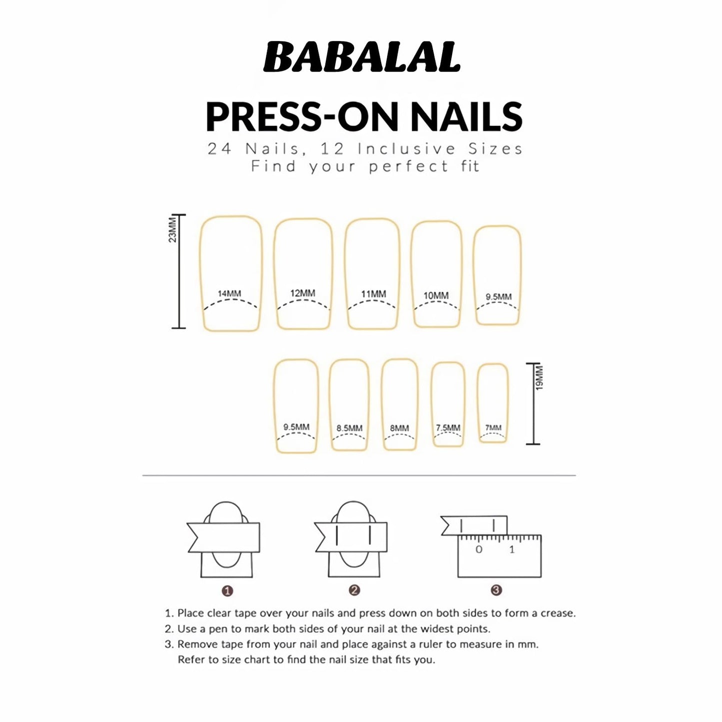 BABALAL French Tip Press on Nails Medium Square Fake Nails Black Pink Glue on 3d Star Charm 24Pcs Rhinestone Squoval Artificial Cute False Acrylic Nails for Women and Girls