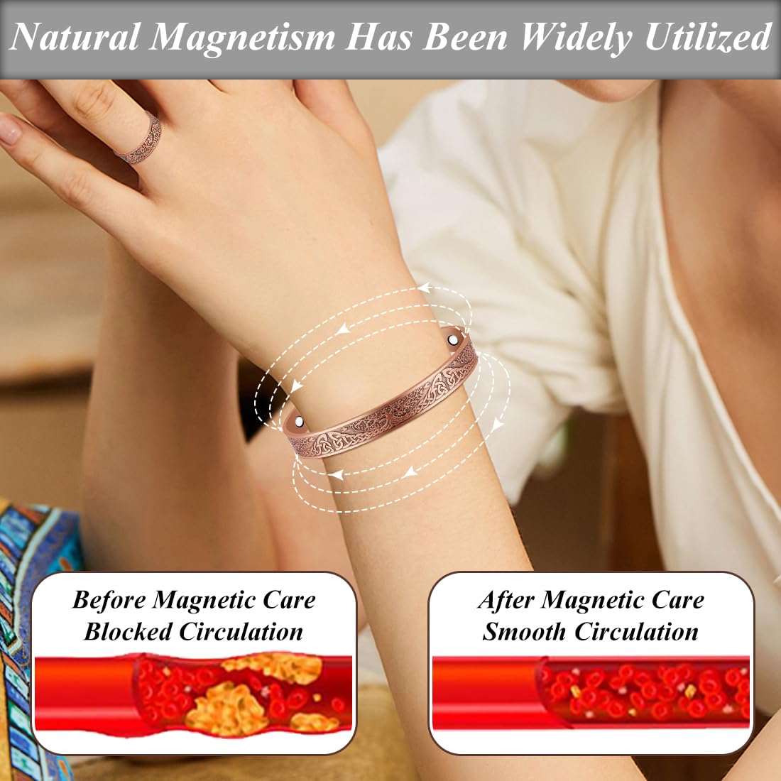 Vicmag Copper Magnetic Bracelet Women Men Magnetic Bracelets 100% Solid Pure Copper Gift