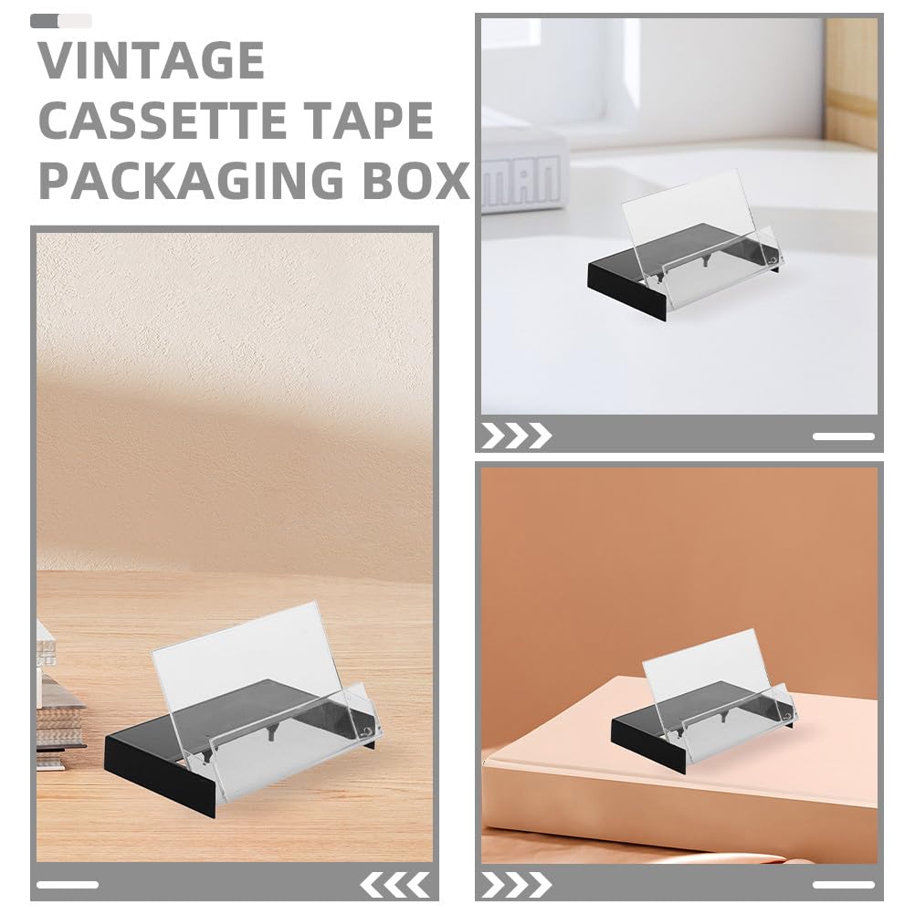 VILLCASE Retro Tape Box 5-Pack High Transparency Cassette Tape Storage Holder Organizer Compact Dustproof Audio Cassette Case for Recording Tapes and Small Items 4.25X2.75X0.62 Inch