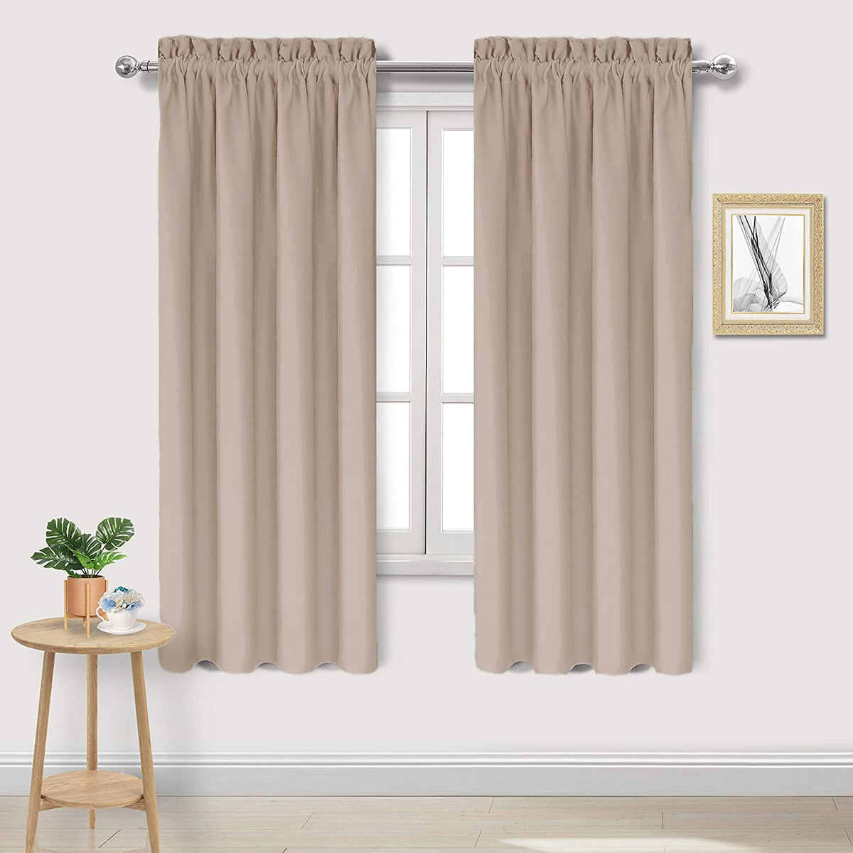 Blackout Curtains for Bedroom Living Room 38 x 72 Inch Long Camel (2 Count)