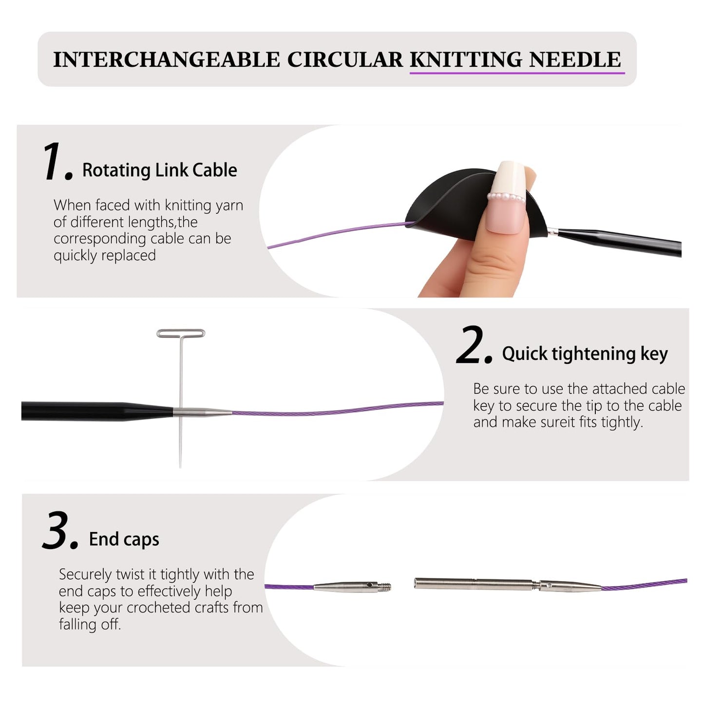 Interchangeable Circular Knitting Needles Set Aluminum 9 Sizes (3.0-6.0mm) Aluminum Circular Needles Kit with Cables, Tapestry Needles & Accessories Portable Craft Tools