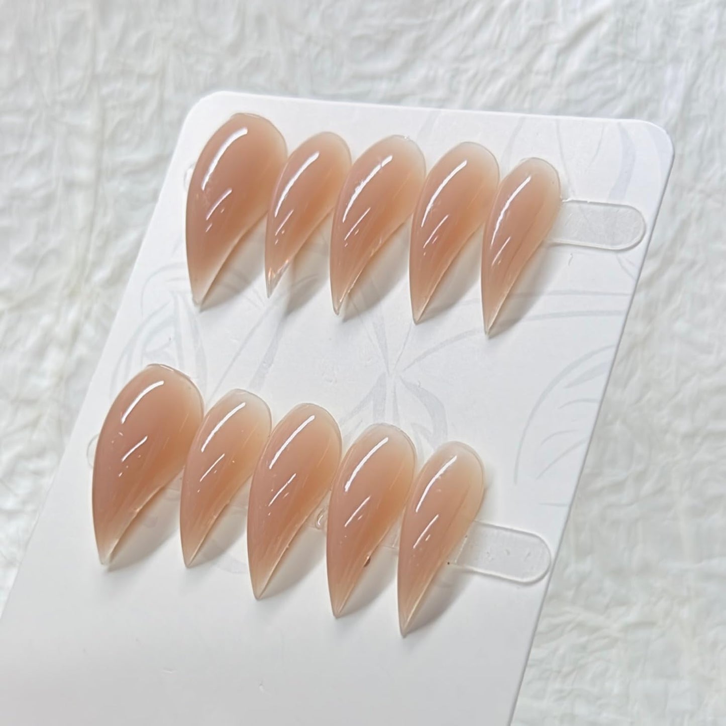 10 Pcs Luxury Medium Press on Nails Curved Stiletto Handmade Nails Press Ons Full Cover Glossy Dragon Claw Nude False Nails Reusable Acrylic Eagle Claw Stick on Nail for Women(Size M)