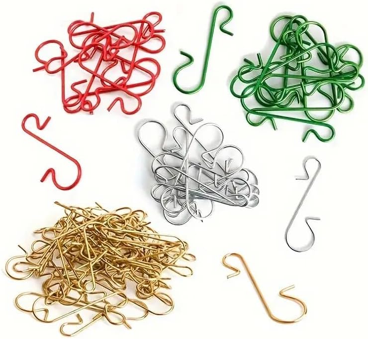 Set of 60 Silver Metal Wire Christmas Ornaments Hooks Hangers 1.16 Inches