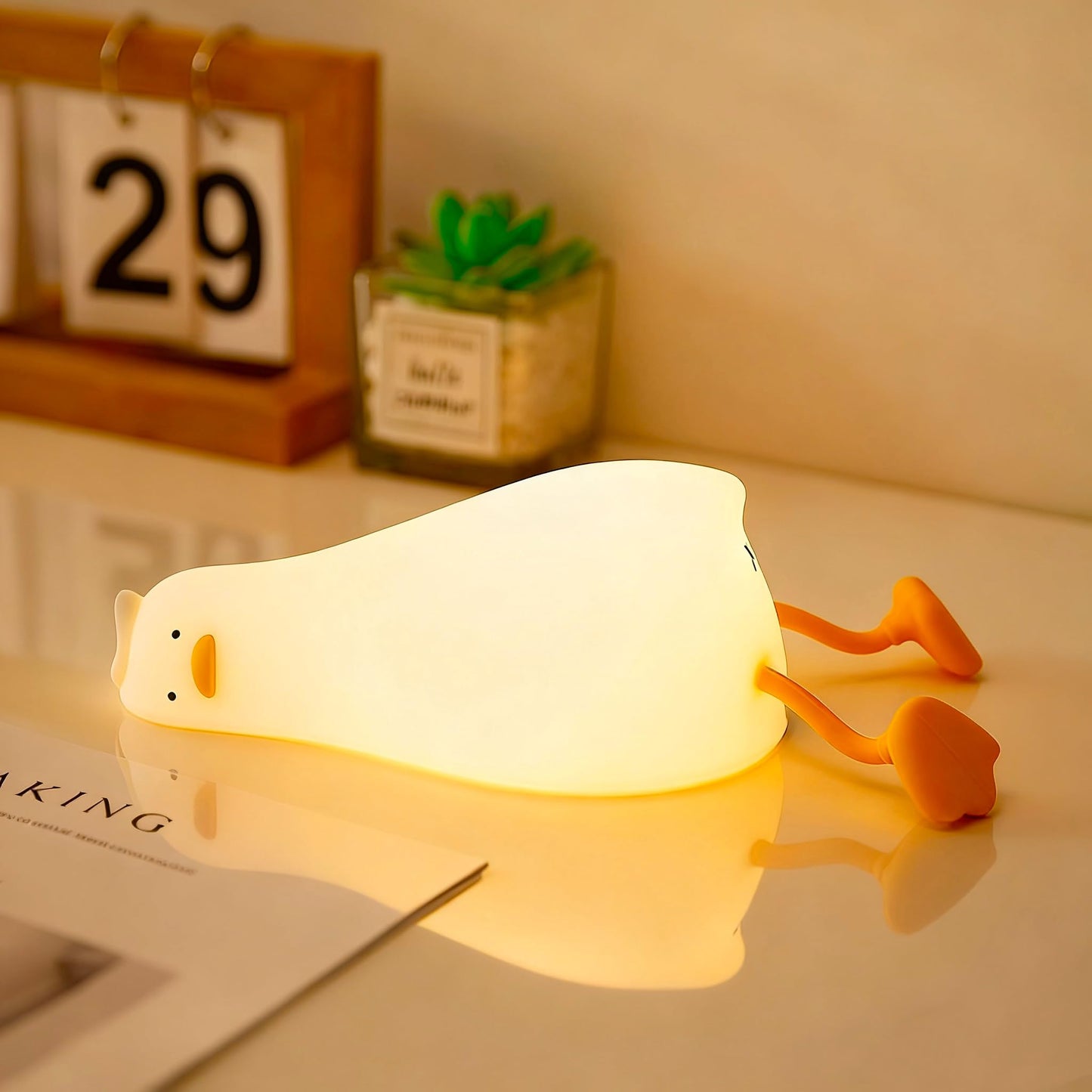 YR YRHH-PET Existential Crisis Duck Lamp, Squishy Kids Cute Lying Flat Duck Night Light, Rechargeable Ducky Lay Touch Lamp, College White Elephant Gifts, Mom Mothers Day Gift, Fun Decor, Safe Silicone