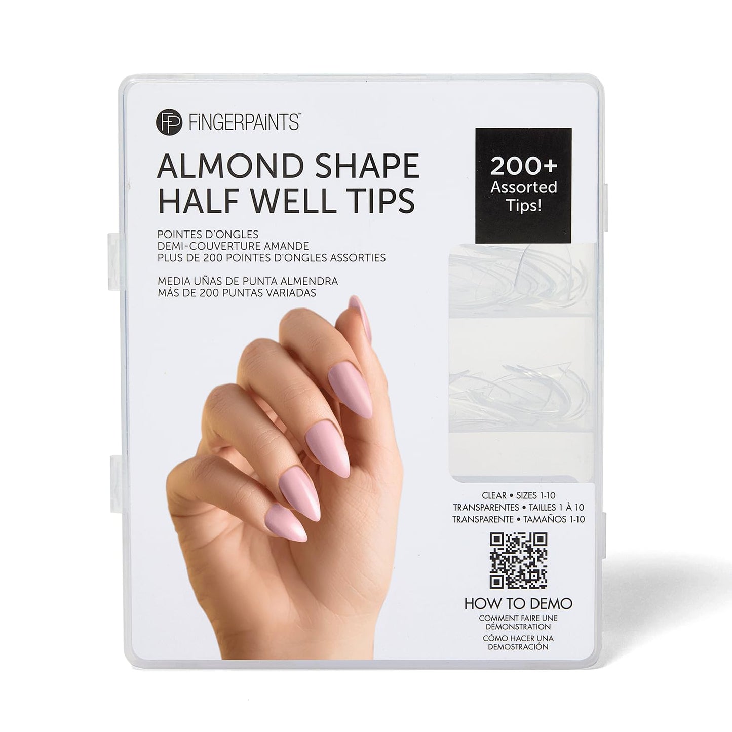 FingerPaints Almond Shape Half Well Tips, Flexible, Quick to Apply & Easy to Blend, 200 Ct