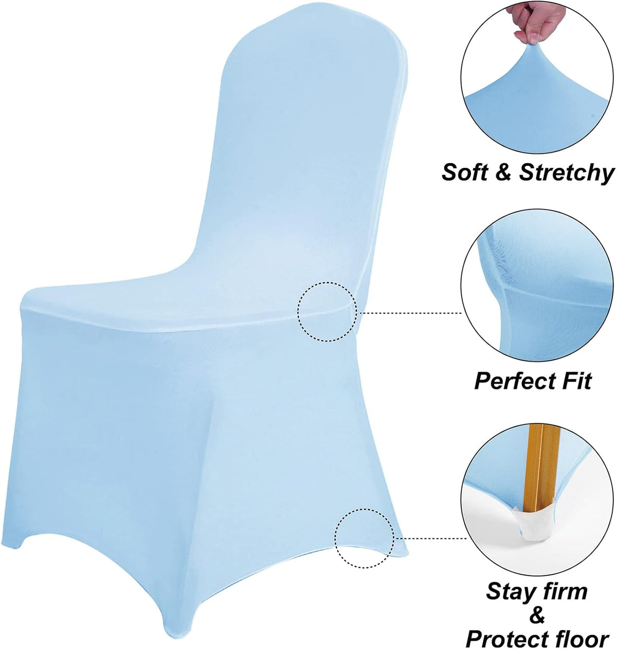 SUPERO Waterproof Spandex Chair Cover 12PCS, Stretch Dining Chair Covers, Polyester Outdoor Chair Covers, Protector Stretch Chair Cover for Party Universal, Banquet, Wedding Event, Hotel(Blue Mist)