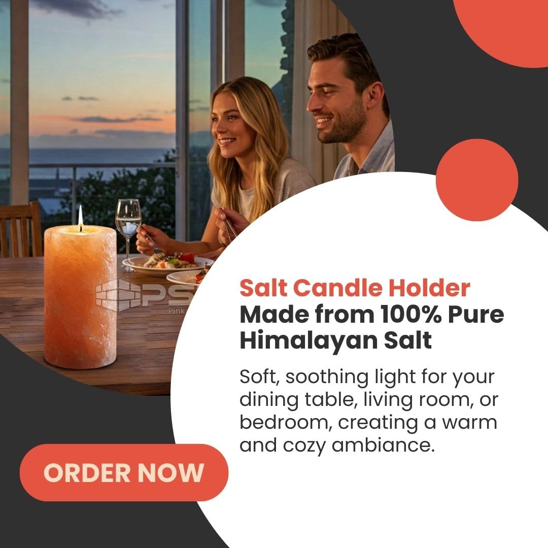 Himalayan Pink Salt Candle Holder 4" — Hand-Carved Crystal Salt Lamp for Spa, Meditation & Air Purifying