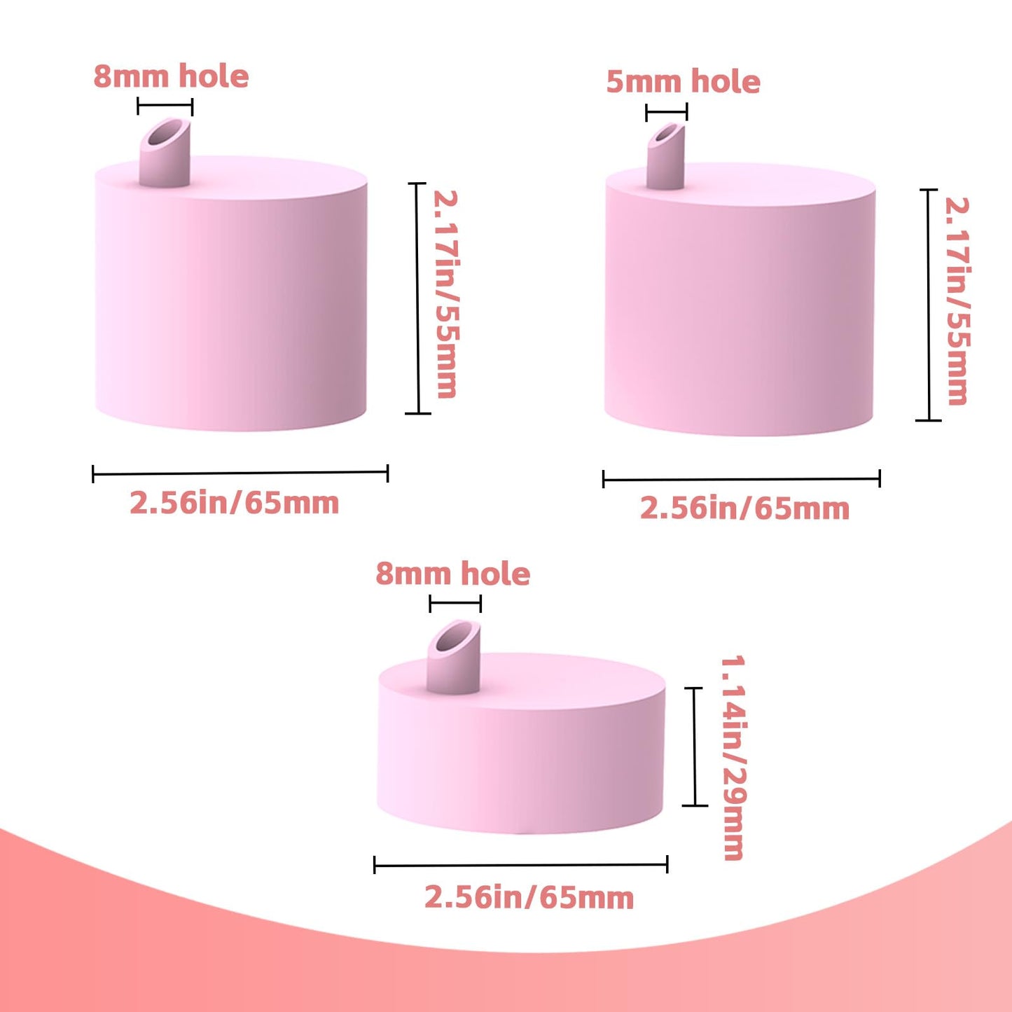 3 Pack Snow Globe Tumbler Funnels, Large & Small Glitter Funnel for DIY Snow Globe Tumblers, No-Mess(Pink)
