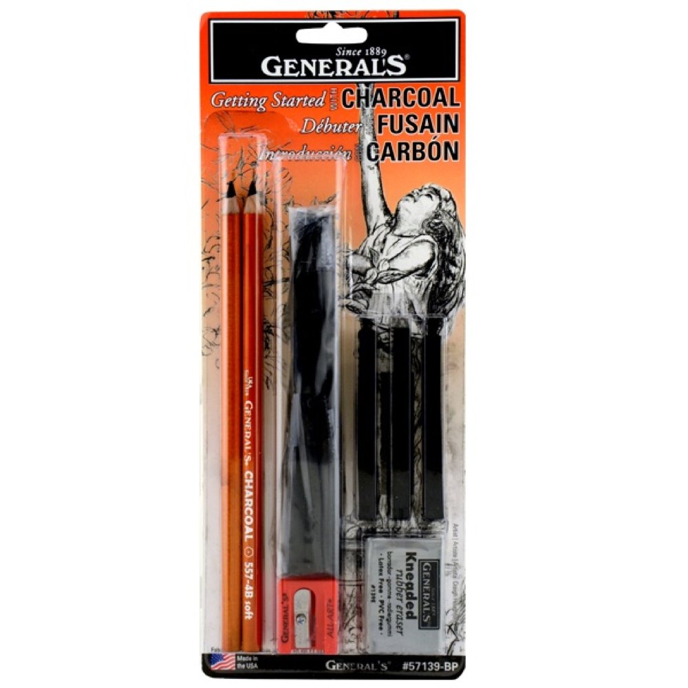 General Pencil 57139-BP Getting Started with Charcoal Set, Multicolor