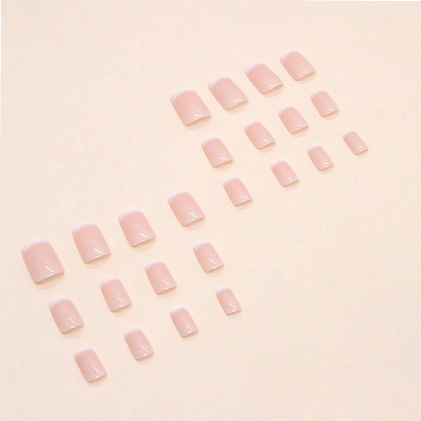 Puyokinm Square Press on Nails Medium Fake Nails Gradient Pink False Nails Full Cover Acrylic Glossy Glue on Nails Nude Artificial Nails Stick on Nails for Women 24Pcs