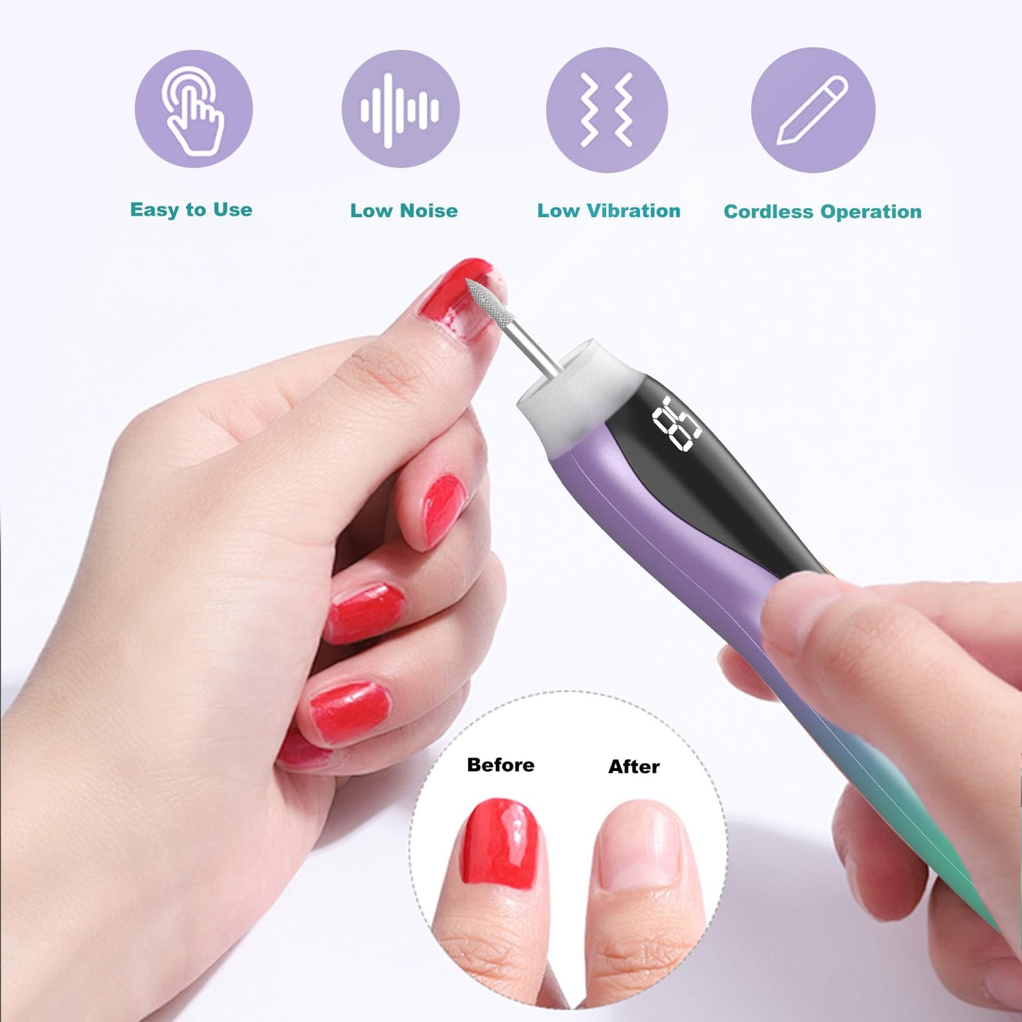 Cordless Nail Drill,Professional for Acrylic Gel Dip Powder Nails,2-in-1 Nail Drill Machine Suitable for Professional and Home Nail Salons